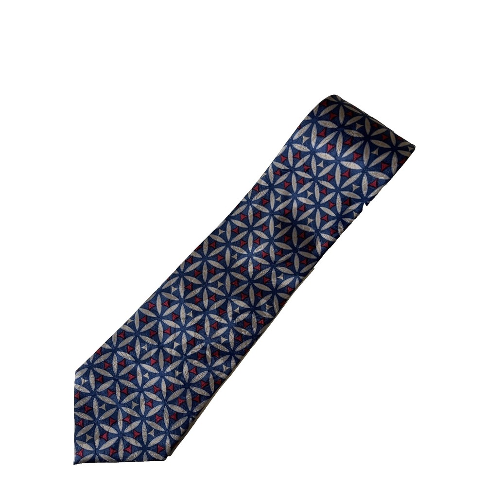 Oleg Cassini Blue Red Silk Neck Tie 4" x 58" Professional Business Party Classic